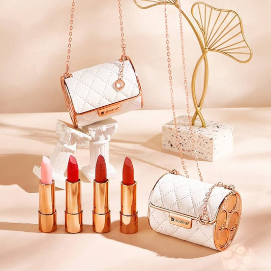 سيت احمر شفاه مع حقيبة هومبار | Hompar Luxury Bag & Soft Matte Lipstick Set - Barbie.phar