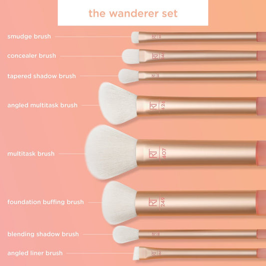 سيت فرش مكياج للسفر ريل تكنيك | Real Techniques the wanderer travel brush kit - Barbie.phar