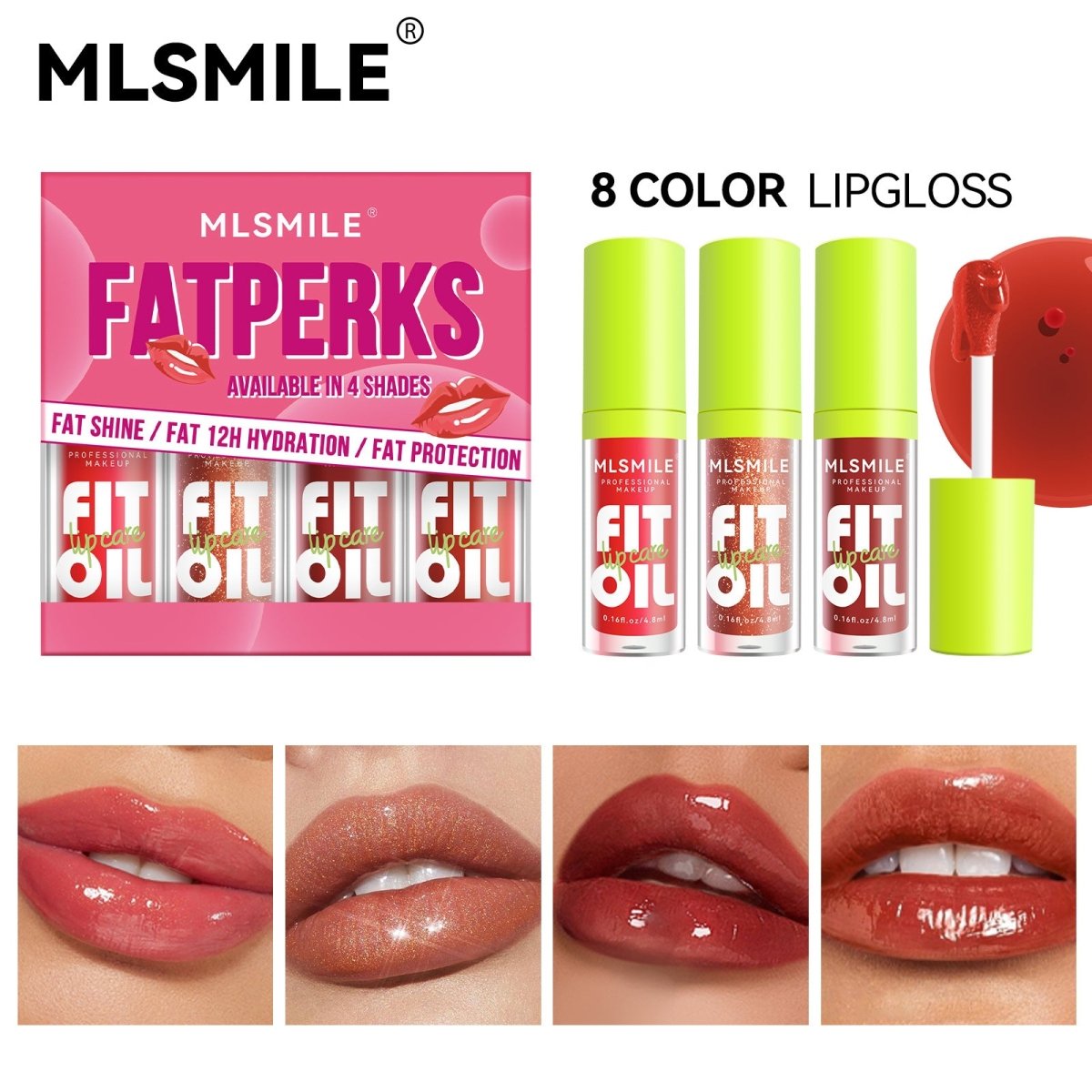 سيت ليب كلوس سمايل | Mlsmile Fatperks 4 Color Lipgloss - Barbie.phar