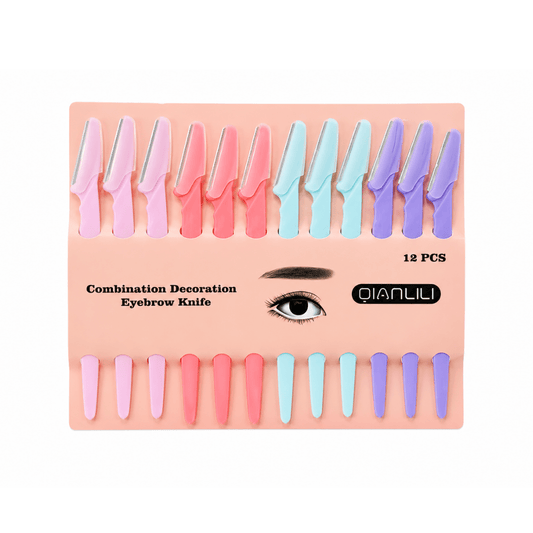 سيت شفرات حلاقة للوجه و الحواجب كيانليلي | Qianlili eyebrow and face 12 shaving blades set - Barbie.phar