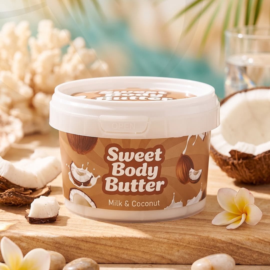 زبدة ترطيب الجسم بجوز الهند و الحليب سويت سكراب - 250مل | Sweet Scrub sweet body butter milk & coconut - Barbie.phar