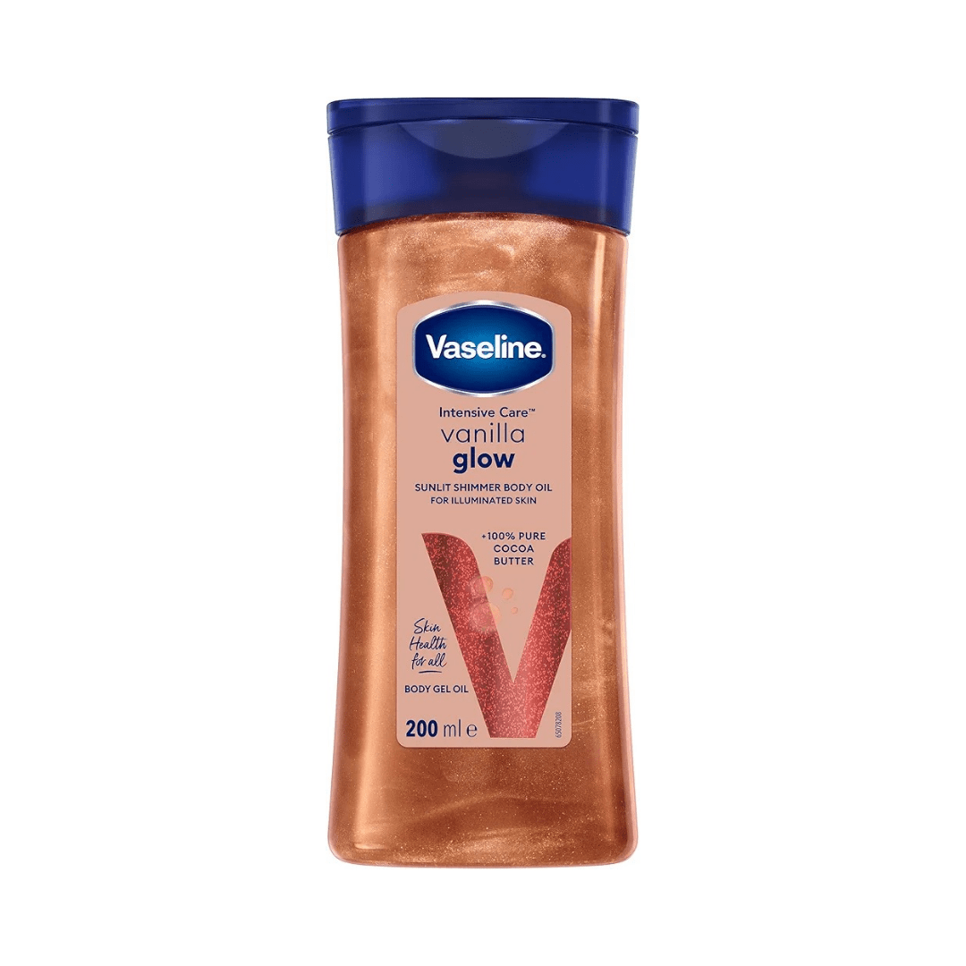 زيت جل بلمعة ذهبية للجسم فازلين - 200مل | Vaseline Intensive Care Vanilla Glow + Sunlit Shimmer Body Oil - Barbie.phar