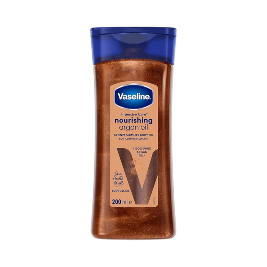 زيت جل و برونزر للجسم فازلين - 200مل | Vaseline Intensive Care Nourishing Argan + Bronze Shimmer Body Oil - Barbie.phar